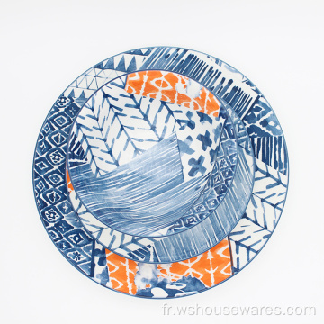 Vaisselle d&#39;impression de tampon de porcelaine colorée pour la maison